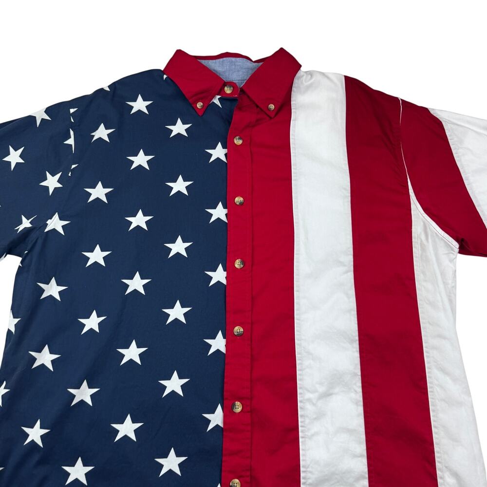 Cotton Traders USA Flag Patriotic Short Sleeve Button Down Shirt Men's Size XL - Picture 2 of 7